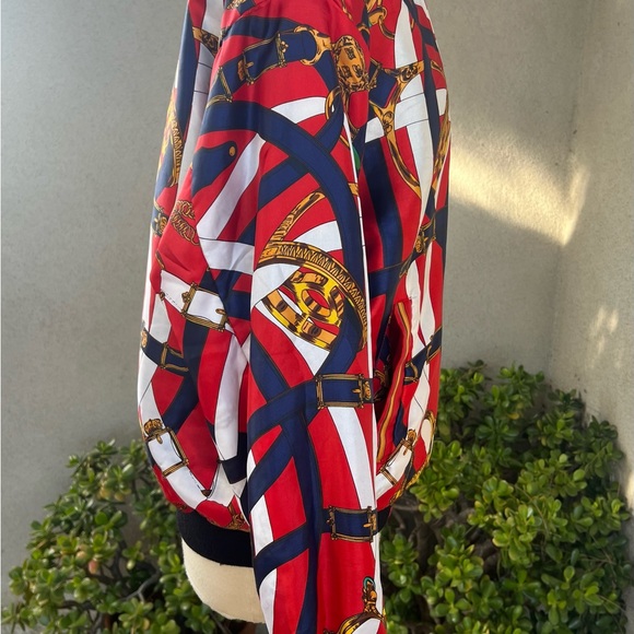 Vintage reversible bomber jacket baroque print polyester Sz M/L - Picture 5 of 13